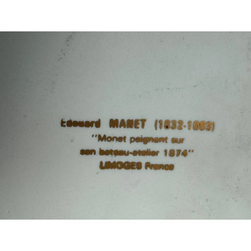 Limoges France Edouard Manet Monet Painting on His Studio Boat Collector Plate